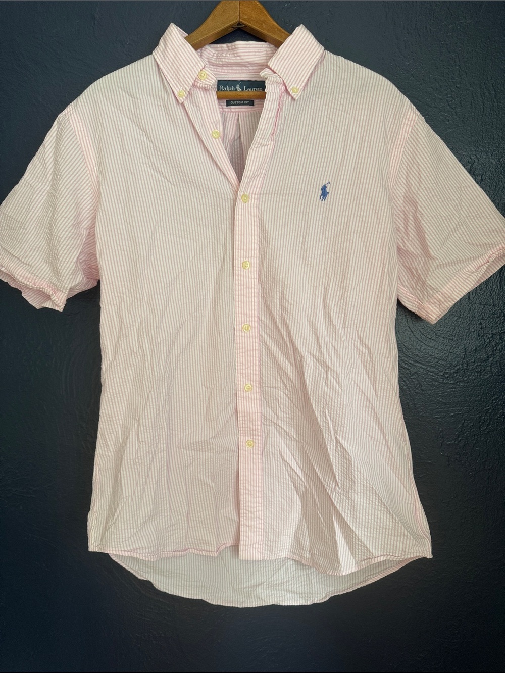 Ralph Lauren Light Pink Seersucker Short-Sleeve Button-Down Shirt
